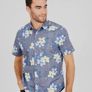 Nautica Blue and Yellow Floral Men's‎ Shirt